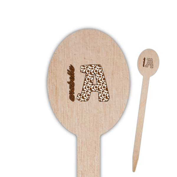 Custom Cow Print Oval Wooden Food Picks (Personalized)