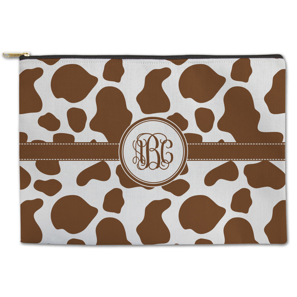 Custom Cow Print Zipper Pouch - Large - 12.5"x8.5" (Personalized)