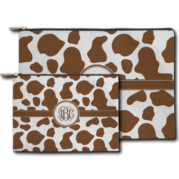 Cow Print Zippered Pouches - Size Comparison