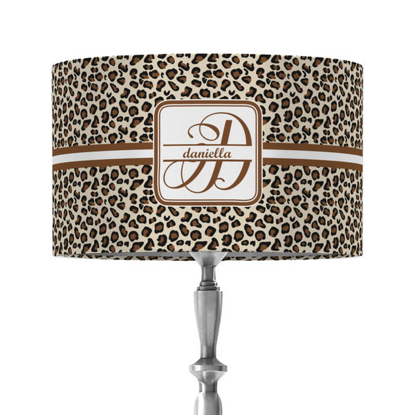 Leopard Print 12" Drum Lampshade - ON STAND (Fabric)