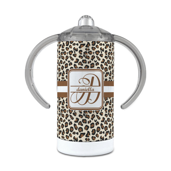 Custom Leopard Print 12 oz Stainless Steel Sippy Cup (Personalized)