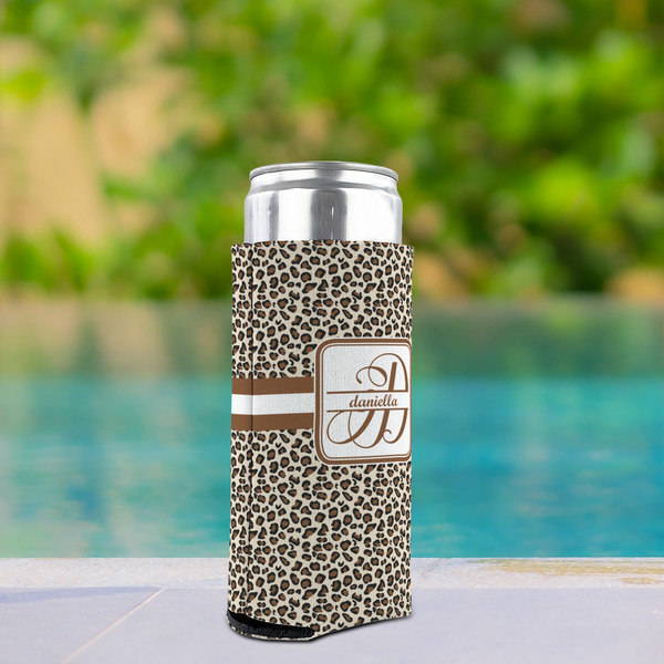 Leopard Print Can Cooler - Tall 12oz - In Context