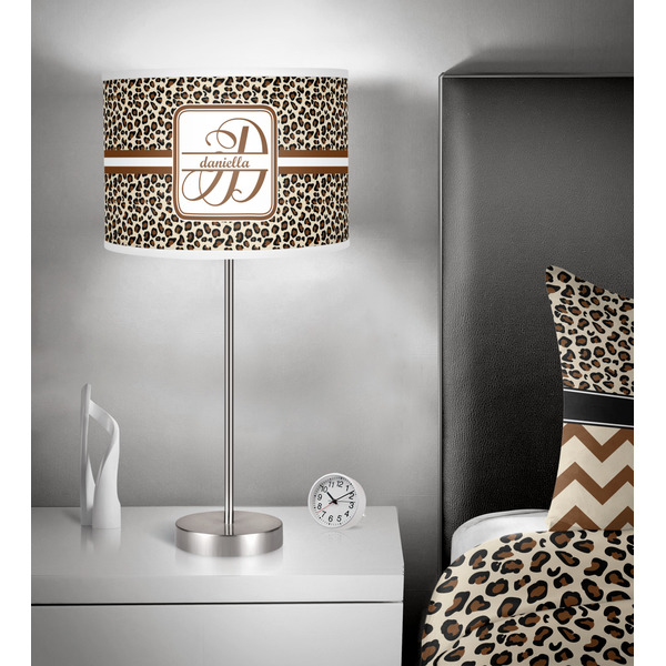 Leopard Print 13 inch drum lamp shade - in room