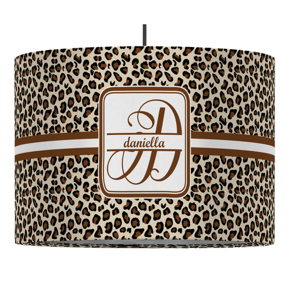 Custom Leopard Print 16" Drum Pendant Lamp - Fabric (Personalized)