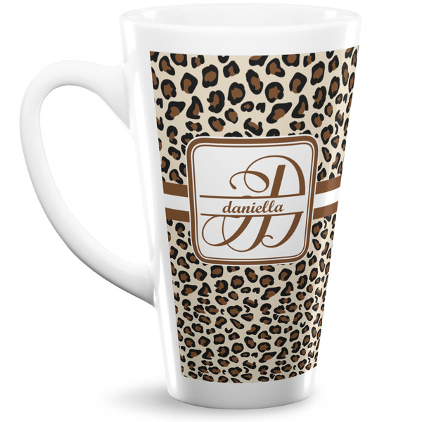 Custom Leopard Print 16 Oz Latte Mug (Personalized)