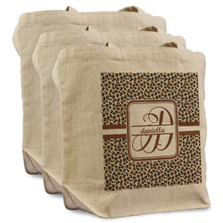 Leopard Print Reusable Cotton Grocery Bags - Set of 3 (Personalized)