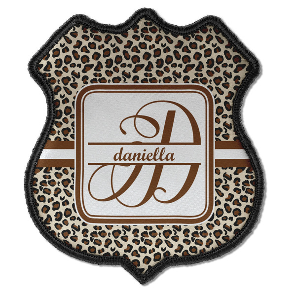 Custom Leopard Print Iron On Shield Patch C w/ Name and Initial