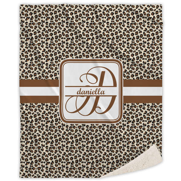Custom Leopard Print Sherpa Throw Blanket (Personalized)