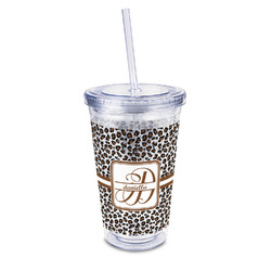 Leopard Print 16oz Double Wall Acrylic Tumbler with Lid & Straw - Full Print (Personalized)