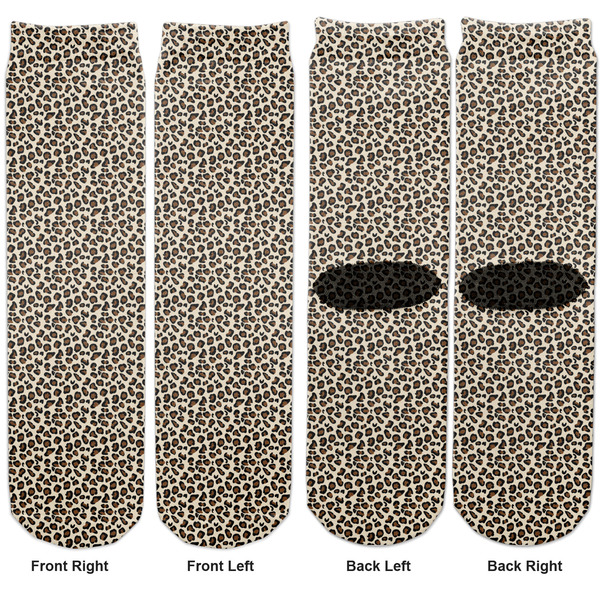 Leopard Print Adult Crew Socks - Double Pair - Front and Back - Apvl