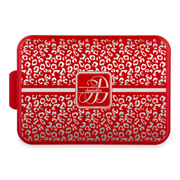 Custom Leopard Print Aluminum Baking Pan with Red Lid (Personalized)