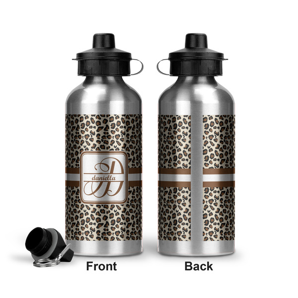 Leopard Print Aluminum Water Bottle - Front and Back