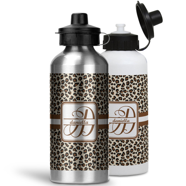 Leopard Print Aluminum Water Bottles - MAIN (white &silver)