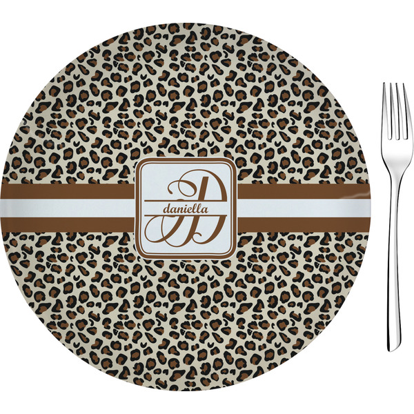 Custom Leopard Print Glass Appetizer / Dessert Plate 8" (Personalized)