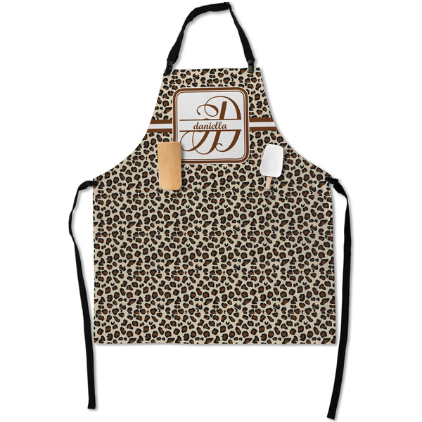 Custom Leopard Print Apron With Pockets w/ Name and Initial