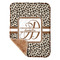 Leopard Print Sherpa Baby Blanket - 30" x 40" w/ Name and Initial