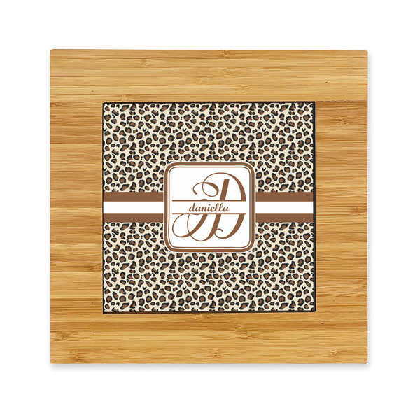 Custom Leopard Print Bamboo Trivet with Ceramic Tile Insert (Personalized)