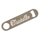 Leopard Print Bar Bottle Opener - White w/ Name and Initial
