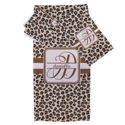 Leopard Print Bath Towel Set - 3 Pcs (Personalized)