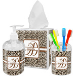 Leopard Print Acrylic Bathroom Accessories Set w/ Name and Initial