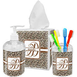 Leopard Print Acrylic Bathroom Accessories Set w/ Name and Initial