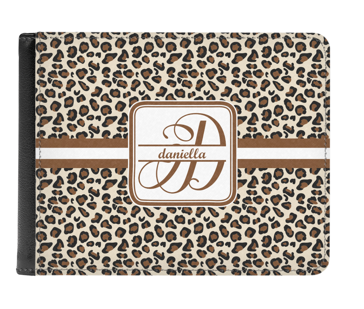 Leopard Print Genuine Leather Men's Bifold Wallet (Personalized