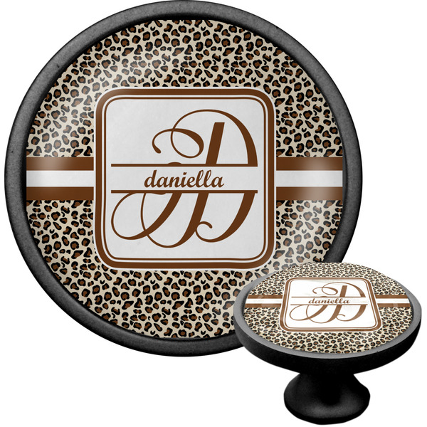 Custom Leopard Print Cabinet Knob (Black) (Personalized)