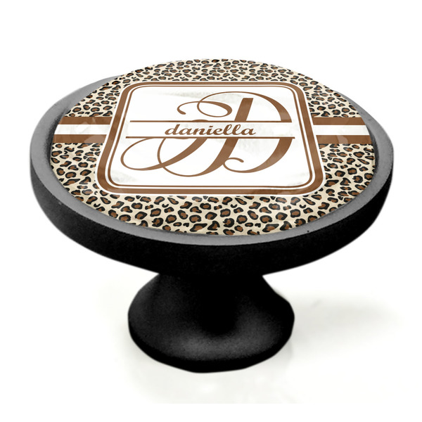 Leopard Print Black Custom Cabinet Knob (Side)