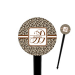 Leopard Print 4" Round Plastic Food Picks - Black - Single Sided (Personalized)
