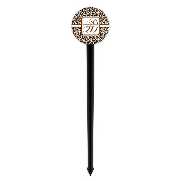 Leopard Print Black Plastic 4" Food Pick - Round - Single Pick