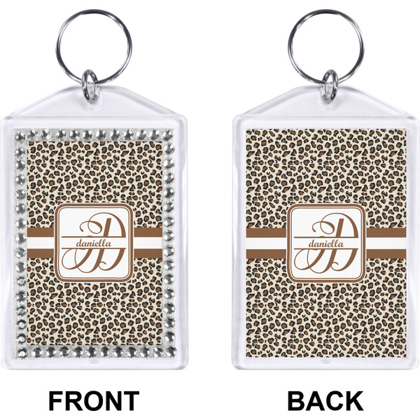 Leopard Print Bling Keychain (Front + Back)