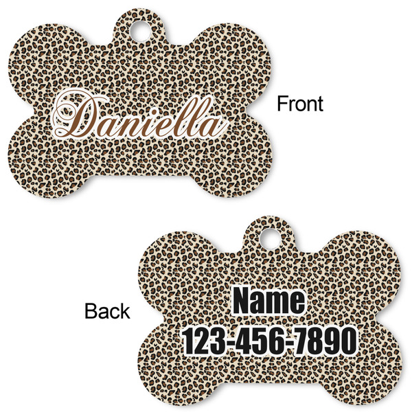 Leopard Print Bone Shaped Dog ID Tag - Large - Approval