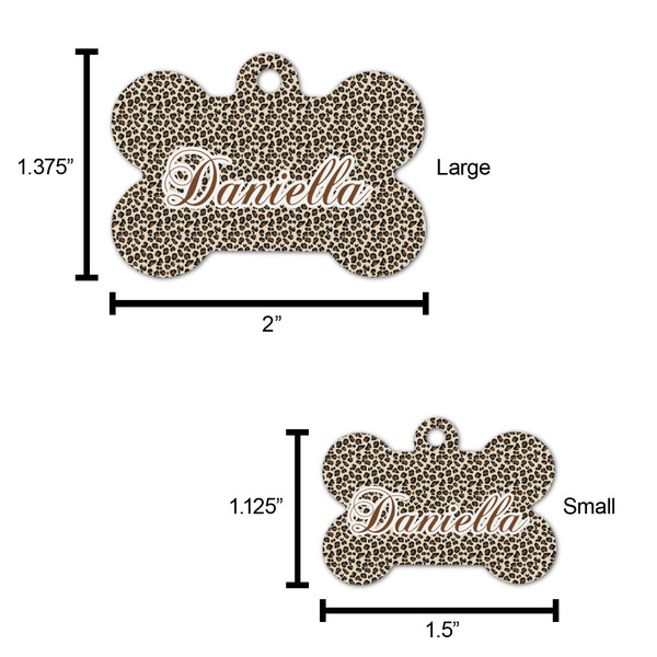 Leopard Print Bone Shaped Dog ID Tag - Large - Scale
