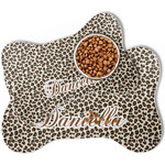 Leopard Print Bone Shaped Dog Food Mat (Personalized)