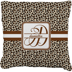 Leopard Print Faux-Linen Throw Pillow (Personalized)