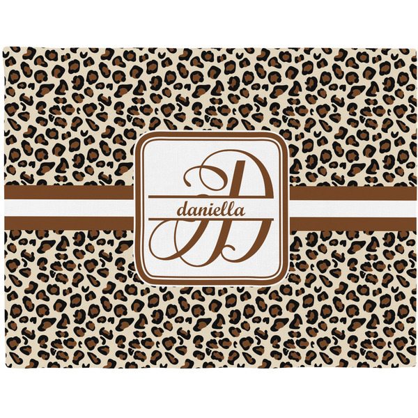 Custom Leopard Print Woven Fabric Placemat - Twill w/ Name and Initial