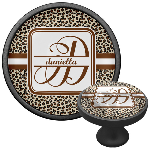 Leopard Print Cabinet Knob - Black - Multi Angle