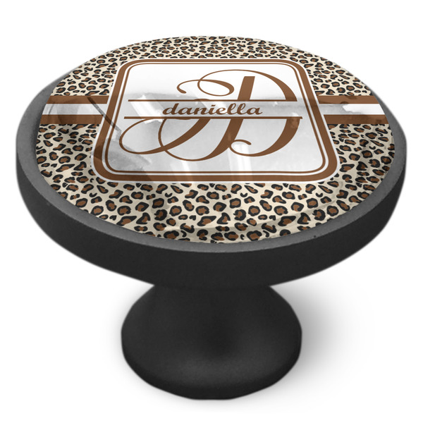 Leopard Print Cabinet Knob - Black - Side