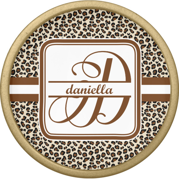 Leopard Print Cabinet Knob - Gold - Front