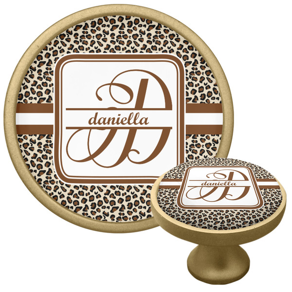 Leopard Print Cabinet Knob - Gold - Multi Angle