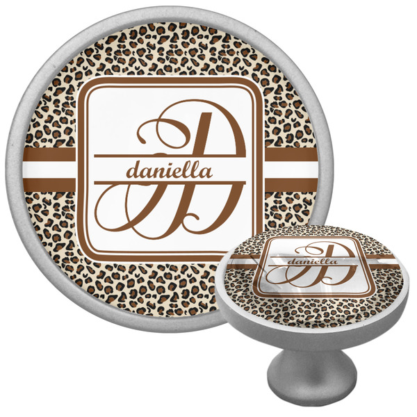 Custom Leopard Print Cabinet Knob (Silver) (Personalized)