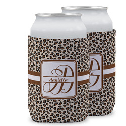 Leopard Print Can Cooler (12 oz) w/ Name and Initial
