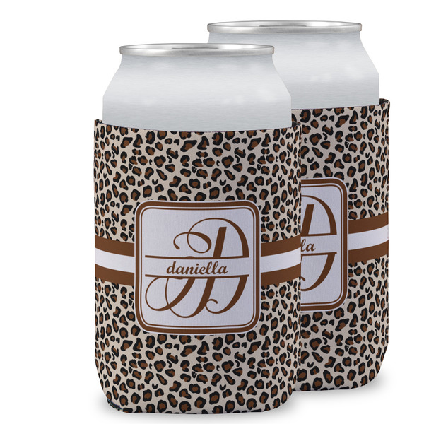 Custom Leopard Print Can Cooler (12 oz) w/ Name and Initial
