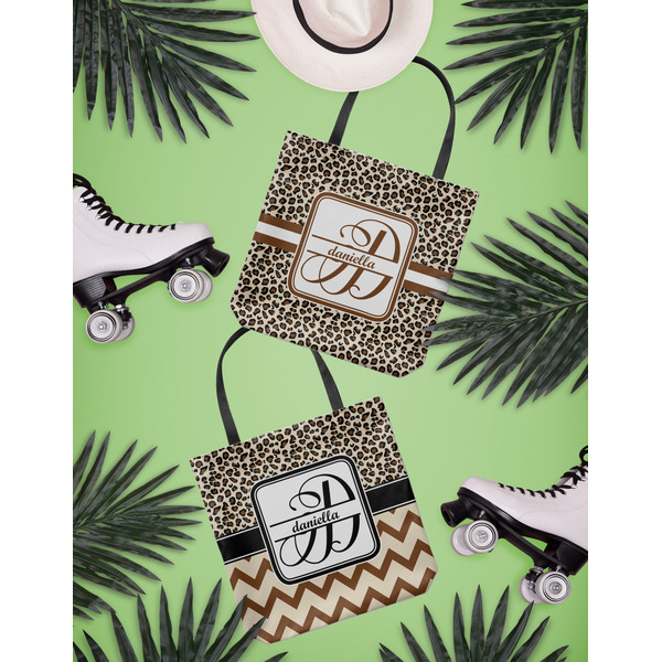 Leopard Print Canvas Tote Lifestyle Front and Back