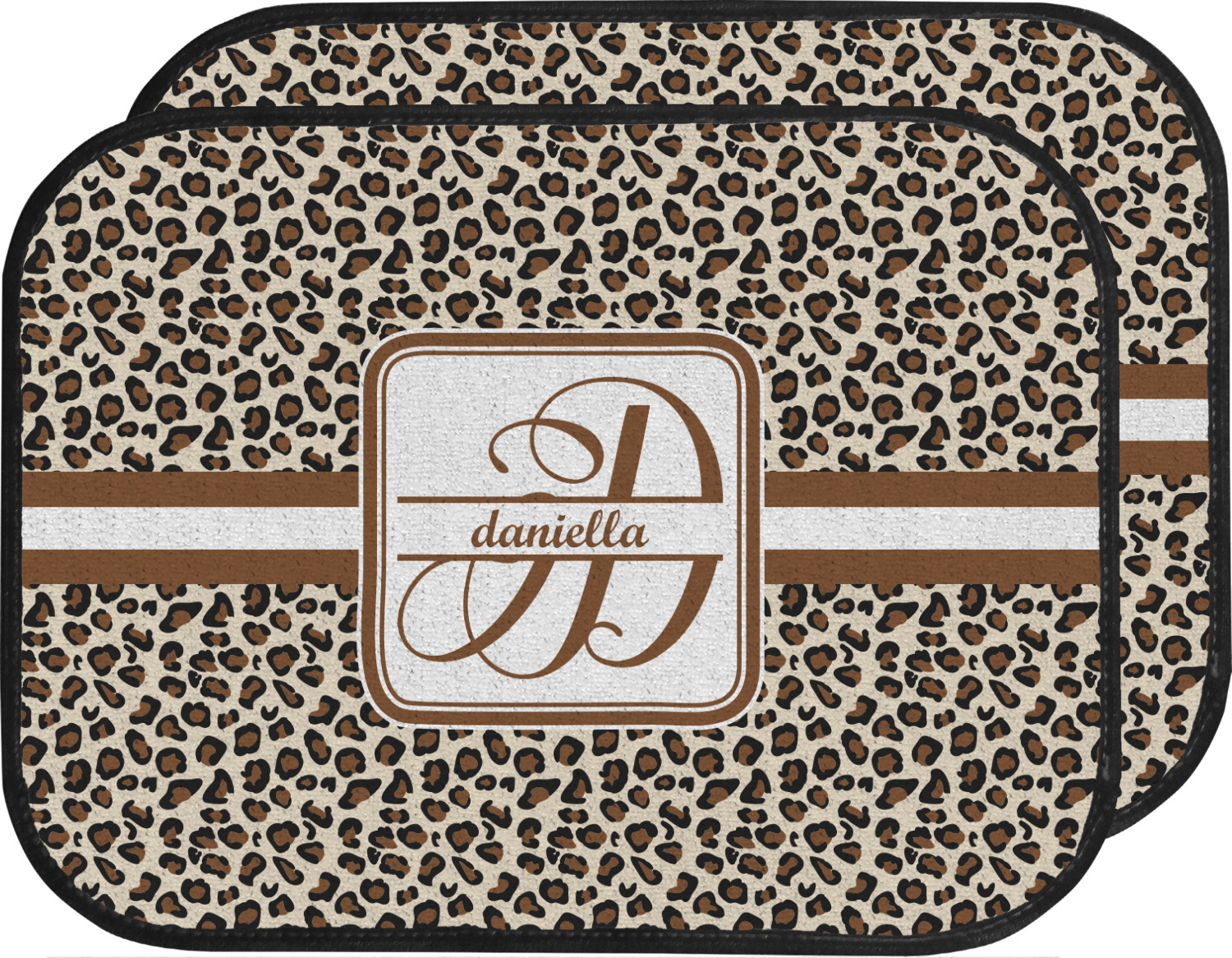 Leopard Print Car Floor Mats (Back Seat) (Personalized) YouCustomizeIt