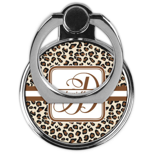 Leopard Print Cell Phone Ring Stand & Holder - Front (Collapsed)