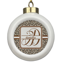 Leopard Print Ceramic Ball Ornament (Personalized)