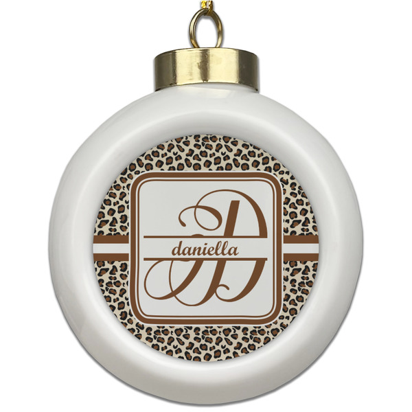 Custom Leopard Print Ceramic Ball Ornament (Personalized)