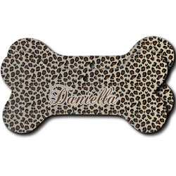 Leopard Print Ceramic Dog Ornament - Front & Back w/ Name and Initial