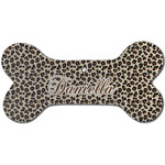 Leopard Print Ceramic Dog Ornament - Front w/ Name and Initial